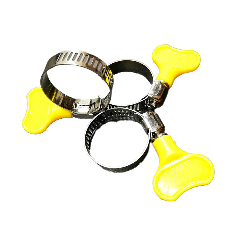 Stainless steel, American-style plastic-handled hose clamps, exhaust pipe clamps, gas pipe fastening clamps