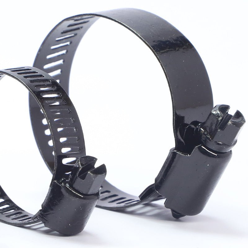 Stainless steel black one-piece hose clamp for surveillance equipment; hood fan clamp; gas pipe fitting clip