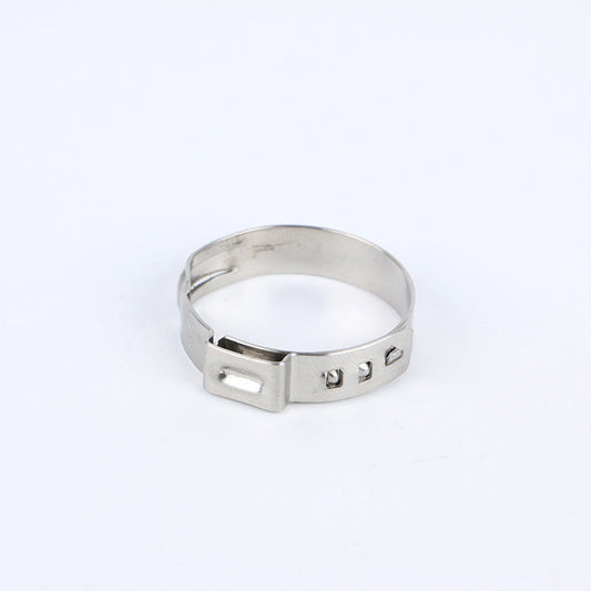 Stainless steel, single-ear, infinitely adjustable mini-reinforced clamp type hose clip