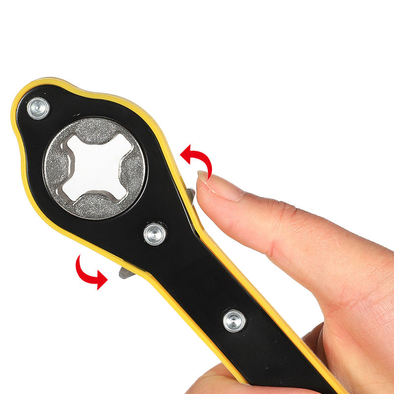 Jack for easy tire replacement, quick wrench