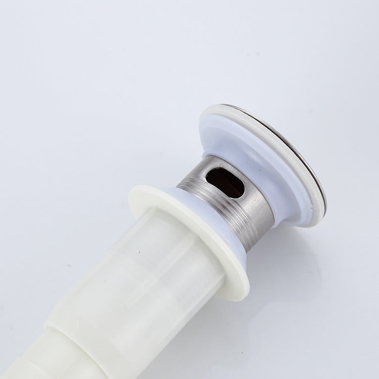 Plastic-bodied stainless steel drain, washbasin/basin flip-top drain with holes