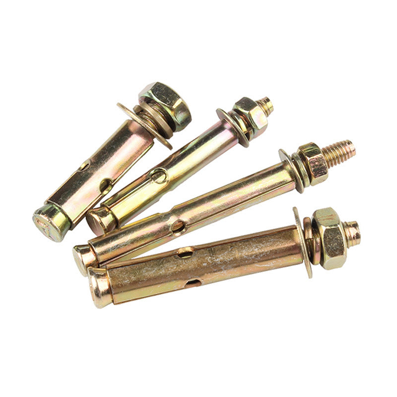 Expansion screws; extended ceiling fixtures; painted zinc-iron materials that explode upon expansion