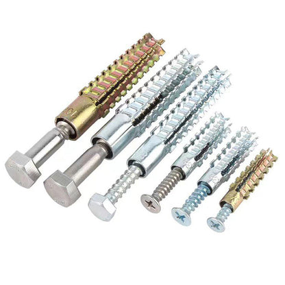 Comprehensive set of new type serrated iron expansion screw and nail combinations, including iron expansion pipes with nails
