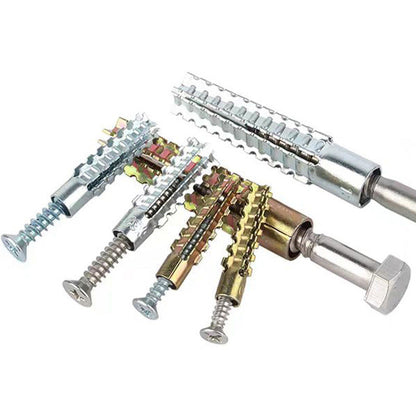 Comprehensive set of new type serrated iron expansion screw and nail combinations, including iron expansion pipes with nails