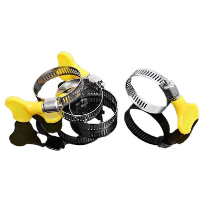 Stainless steel, American-style plastic-handled hose clamps, exhaust pipe clamps, gas pipe fastening clamps