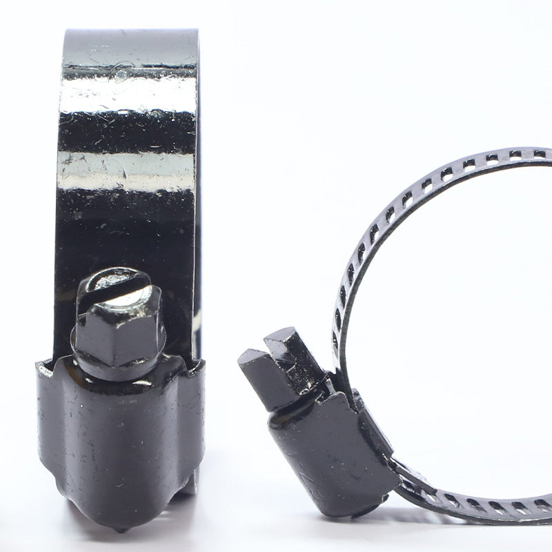 Stainless steel black one-piece hose clamp for surveillance equipment; hood fan clamp; gas pipe fitting clip