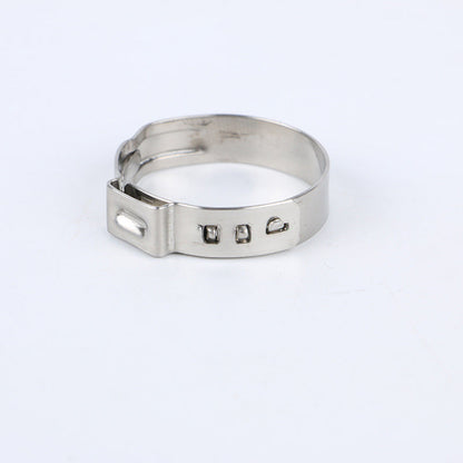 Stainless steel, single-ear, infinitely adjustable mini-reinforced clamp type hose clip