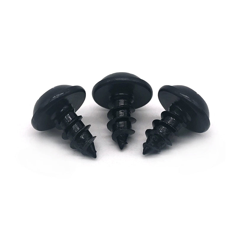 Blackened, non-standard small plum blossom screws with self-tapping heads; anti-theft strips for self-drilling screws