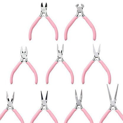 Mini jewelry tool set: pointed pliers, double-round pliers, angled pliers, pointed tweezers, precision pliers ¨C all handmade