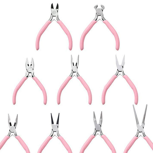 Mini jewelry tool set: pointed pliers, double-round pliers, angled pliers, pointed tweezers, precision pliers ¨C all handmade