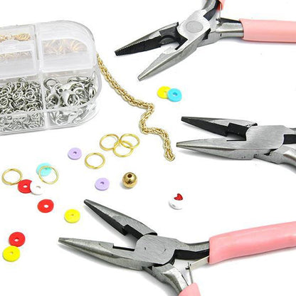 Mini jewelry tool set: pointed pliers, double-round pliers, angled pliers, pointed tweezers, precision pliers ¨C all handmade