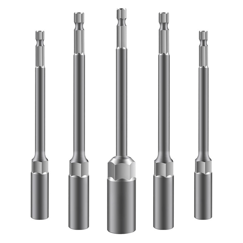 Lengthened socket head, 6-point hex electric screwdriver bit, nut wrench