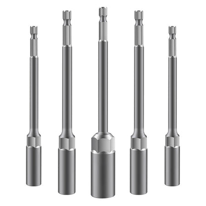 Lengthened socket head, 6-point hex electric screwdriver bit, nut wrench