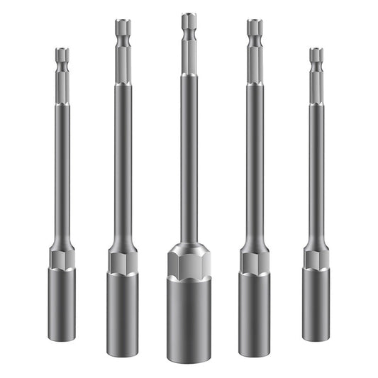 Lengthened socket head, 6-point hex electric screwdriver bit, nut wrench