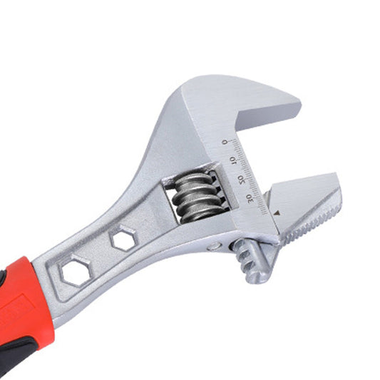 Universal pipe wrench with adjustable opening, suitable for both pipe fitting and loosening tasks