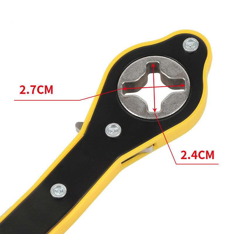 Jack for easy tire replacement, quick wrench