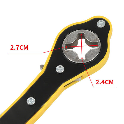Jack for easy tire replacement, quick wrench