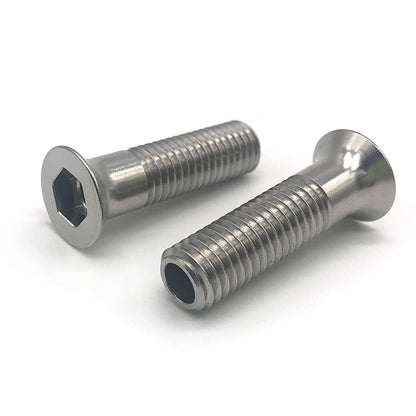 Countersunk hexagon hollow screw; stainless steel machine thread, half-threaded screw