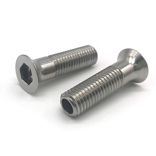 Countersunk hexagon hollow screw; stainless steel machine thread, half-threaded screw