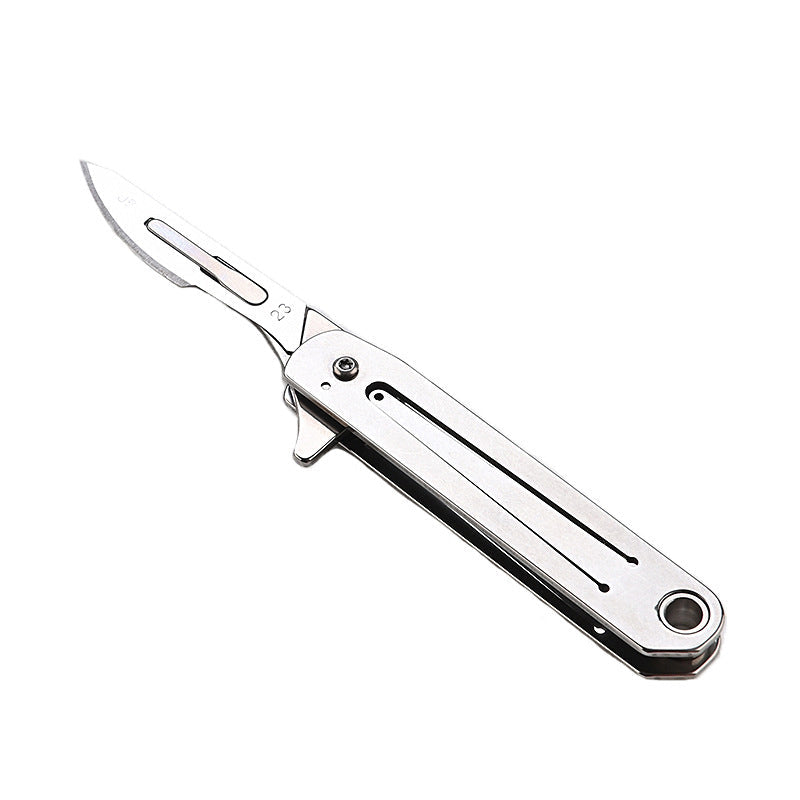 Stainless Steel Quick-Open Pencil Knife Mini Folding Keychain Knife