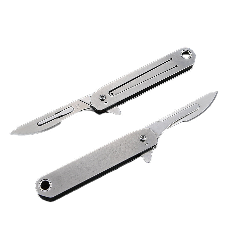 Stainless Steel Quick-Open Pencil Knife Mini Folding Keychain Knife
