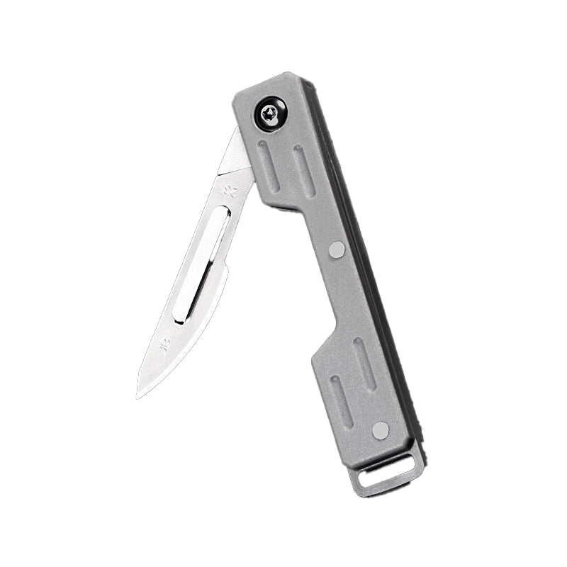 Thick, extra-hard, multi-functional stainless steel detachable keychain folding utility knife