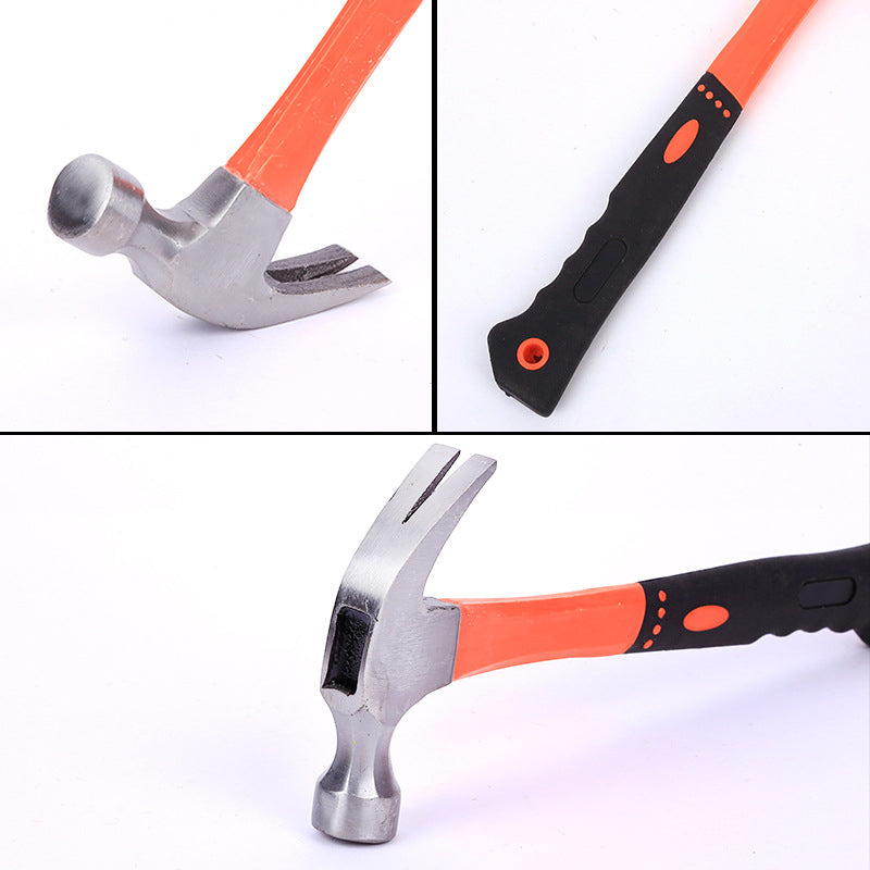 Mini claw hammer, fiber-handled claw hammer with plastic-coated nail punch