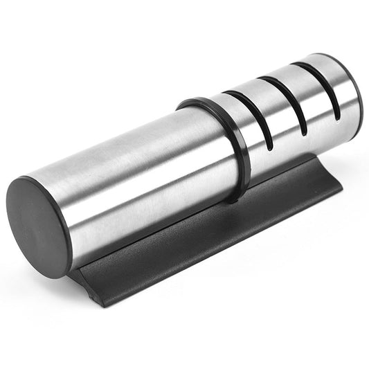 Portable three-stage knife sharpener for quick sharpening of kitchen knives