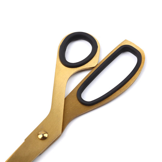 Asymmetrical scissors, stainless steel design, golden scissors