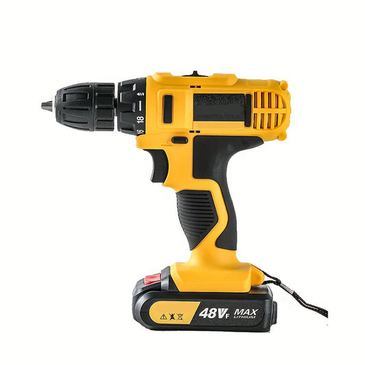 48Vf dual-speed lithium-ion electric drill, hand drill, cordless drill, electric screwdriver, impact drill, household use.