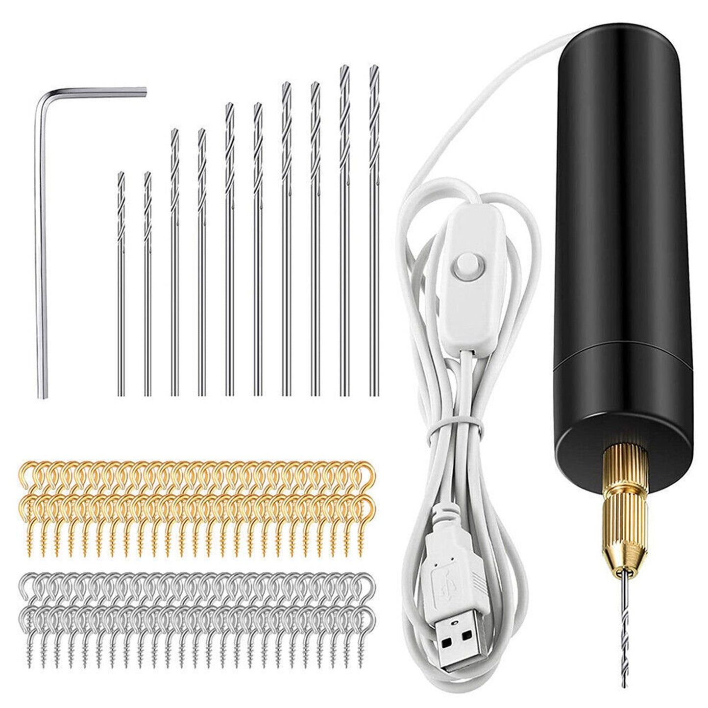 Packaged DIY mini electric drill, USB electric drill, acrylic wood drill with ram's horn.