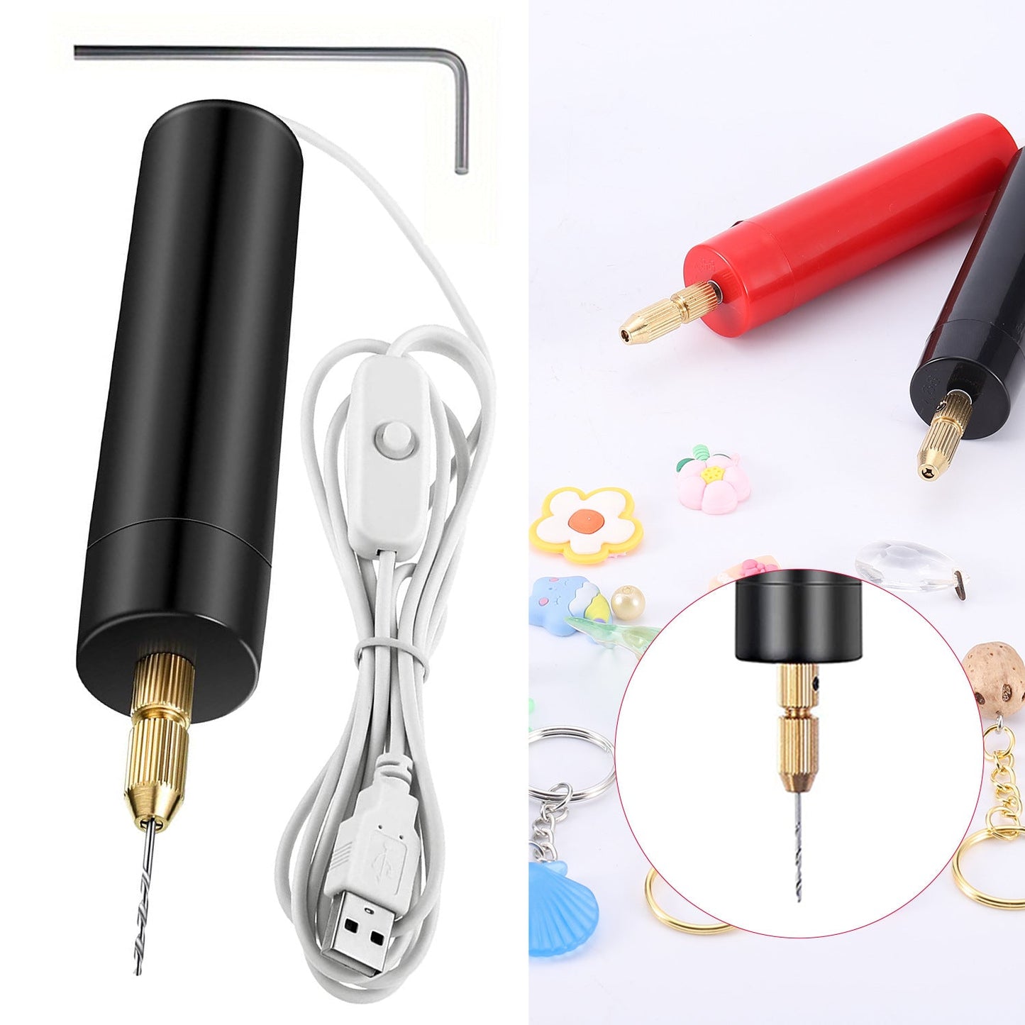Packaged DIY mini electric drill, USB electric drill, acrylic wood drill with ram's horn.