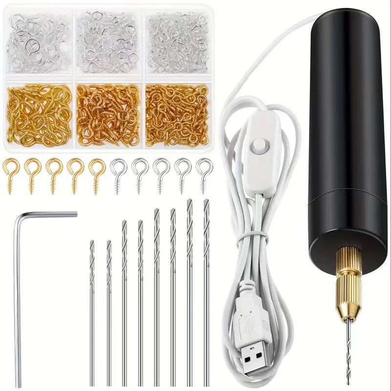 Packaged DIY mini electric drill, USB electric drill, acrylic wood drill with ram's horn.