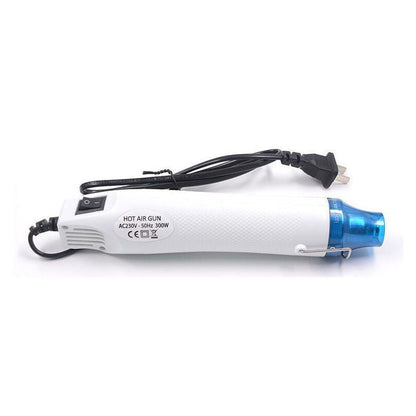 Heat shrink tubing, heat gun, small craft tool for heating polymer clay and heat shrinking tubing for shaping.