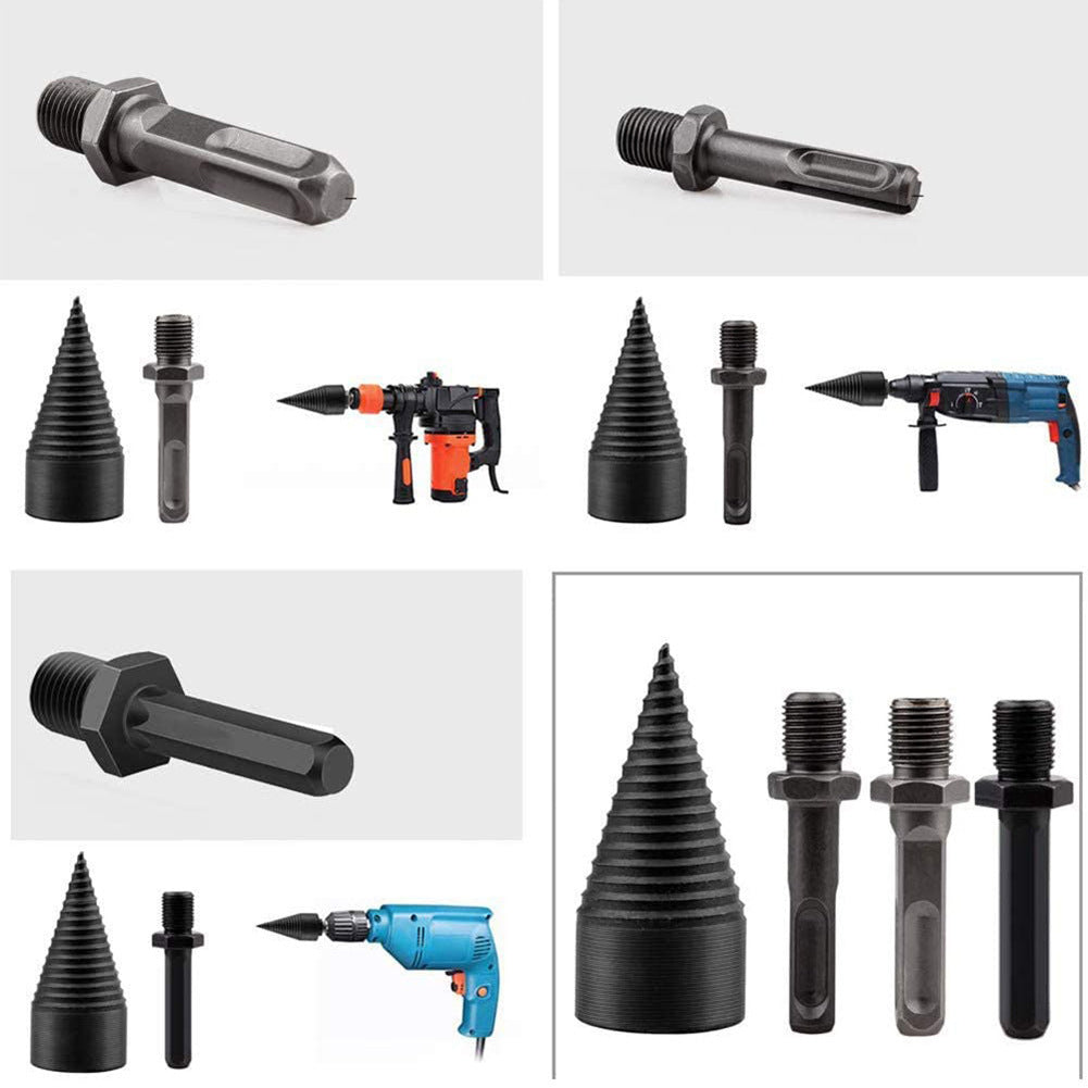 Wood splitting tool, wood splitting drill bit, wood chopping cone, household electric hammer drill, electric drill, impact drill, water drill bit for splitting wood.