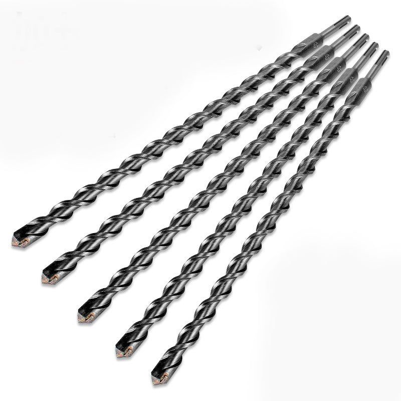 Extended impact hammer drill bit, round shank/square shank, through-wall drill bit, high-hardness concrete drilling head.