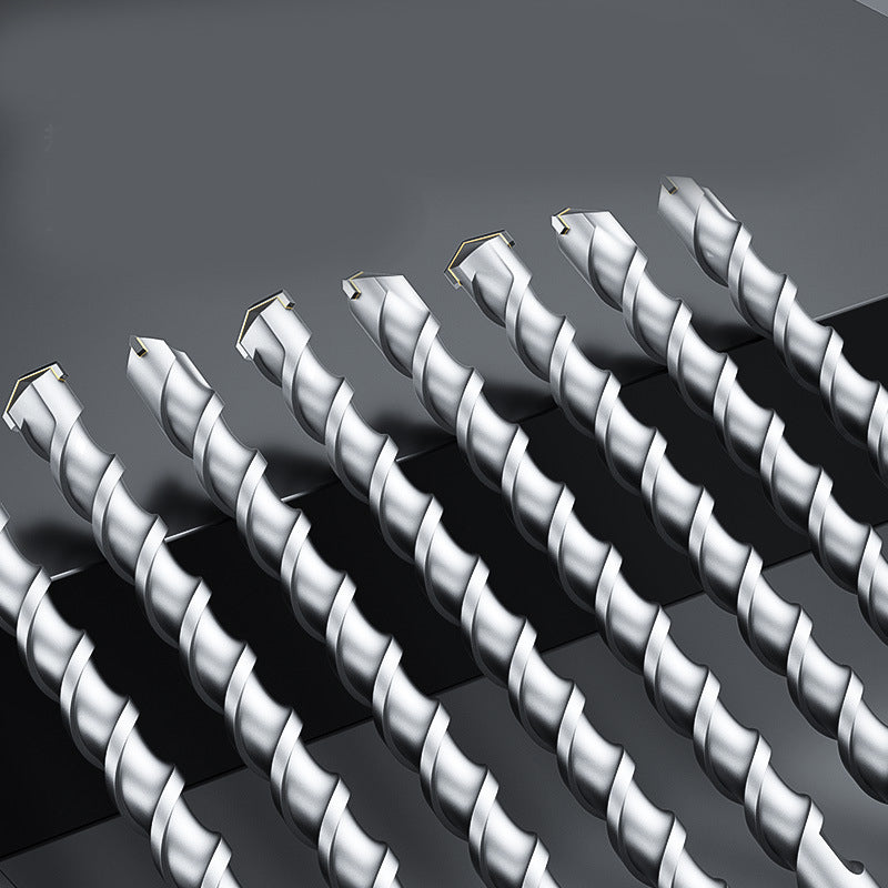 Extended impact hammer drill bit, round shank/square shank, through-wall drill bit, high-hardness concrete drilling head.