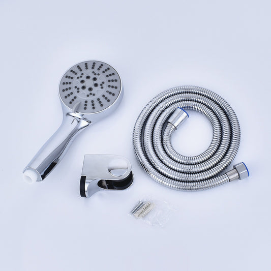 ABS electroplated shower head with five adjustable settings for home use in bathrooms and showers.