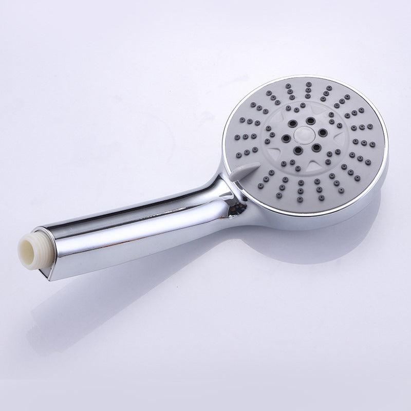 ABS electroplated shower head with five adjustable settings for home use in bathrooms and showers.