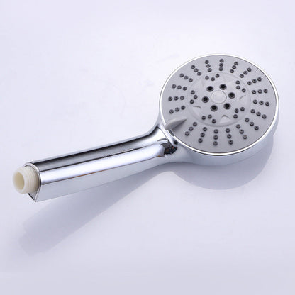 ABS electroplated shower head with five adjustable settings for home use in bathrooms and showers.