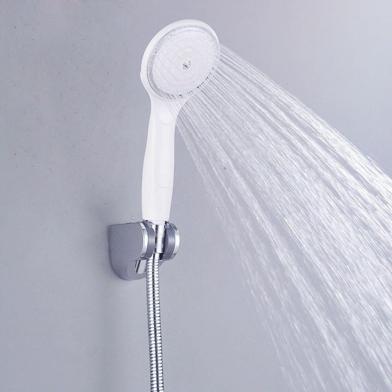 Single-function, drop-resistant handheld shower head/head with pressurization and water-saving features; hot and cold ABS shower head.
